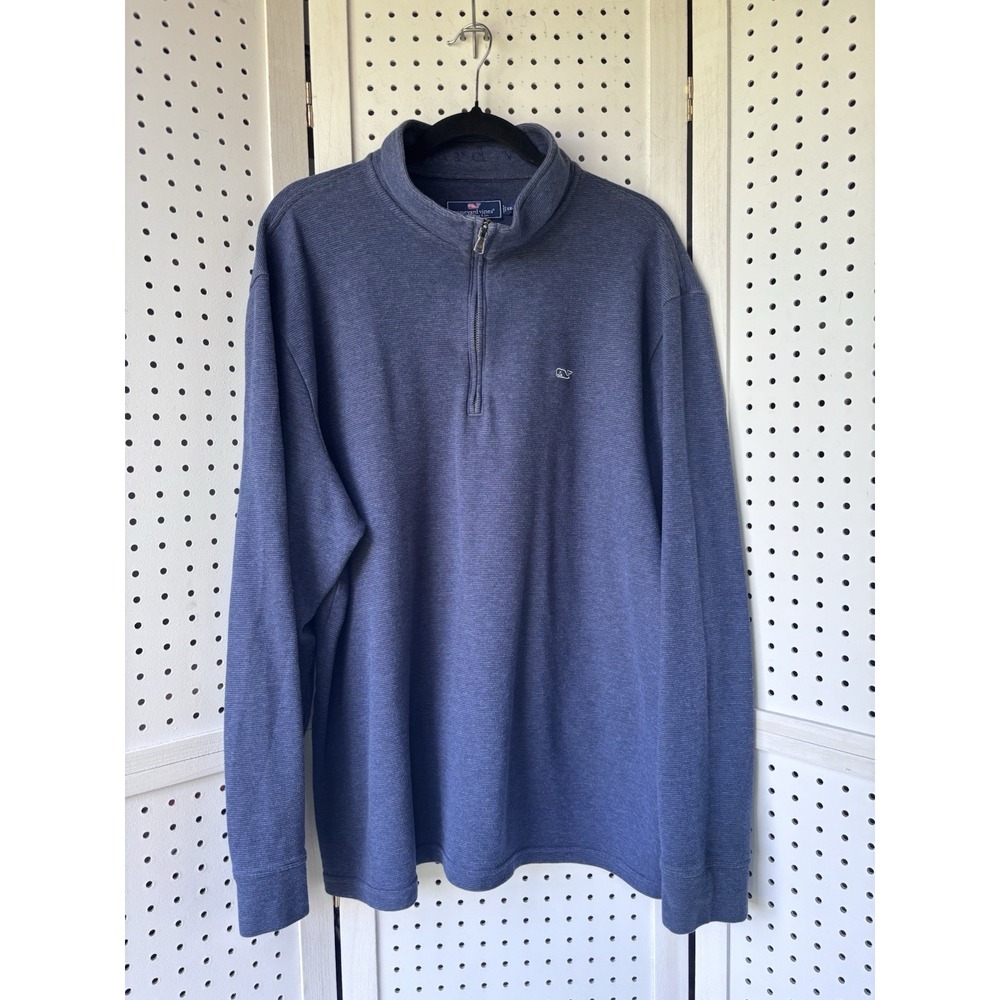 Vineyard Vines Men's XXL Blue Long SLV 1/4 Zip Sweatshirt‎ Cotton Blend